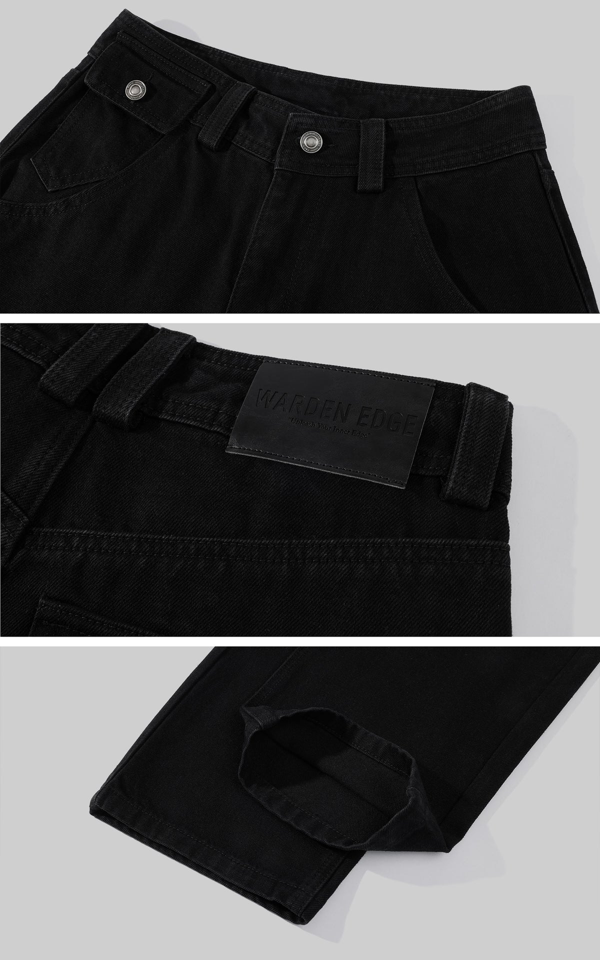 WARDEN EDGE Low-Rise Relaxed Wide-Leg Denim Pants