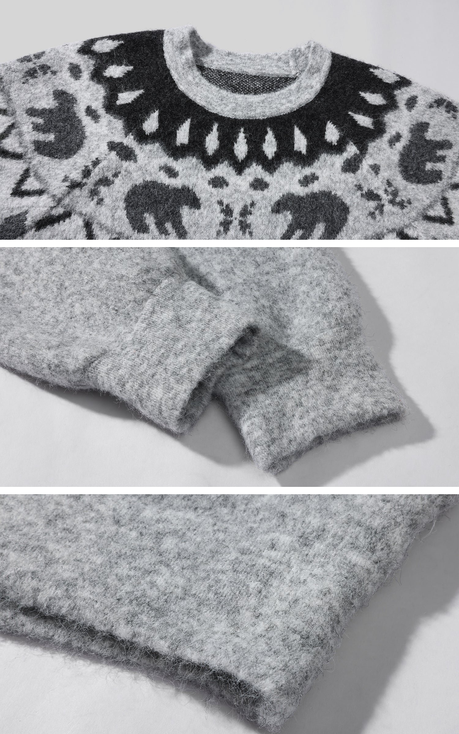 WARDEN EDGE 폴라 자카드 니트 스웨터 &amp; 스카프 세트