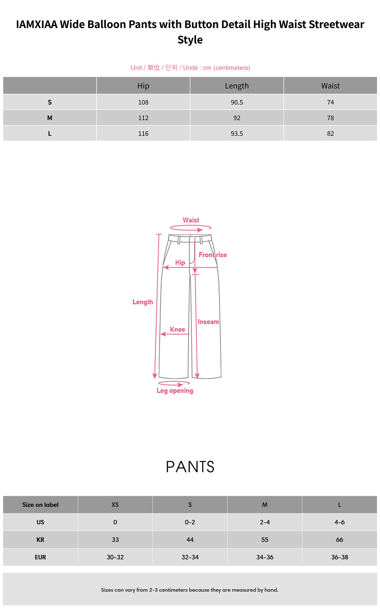 IAMXIAA Wide Balloon Pants with Button Detail High Waist Streetwear Style