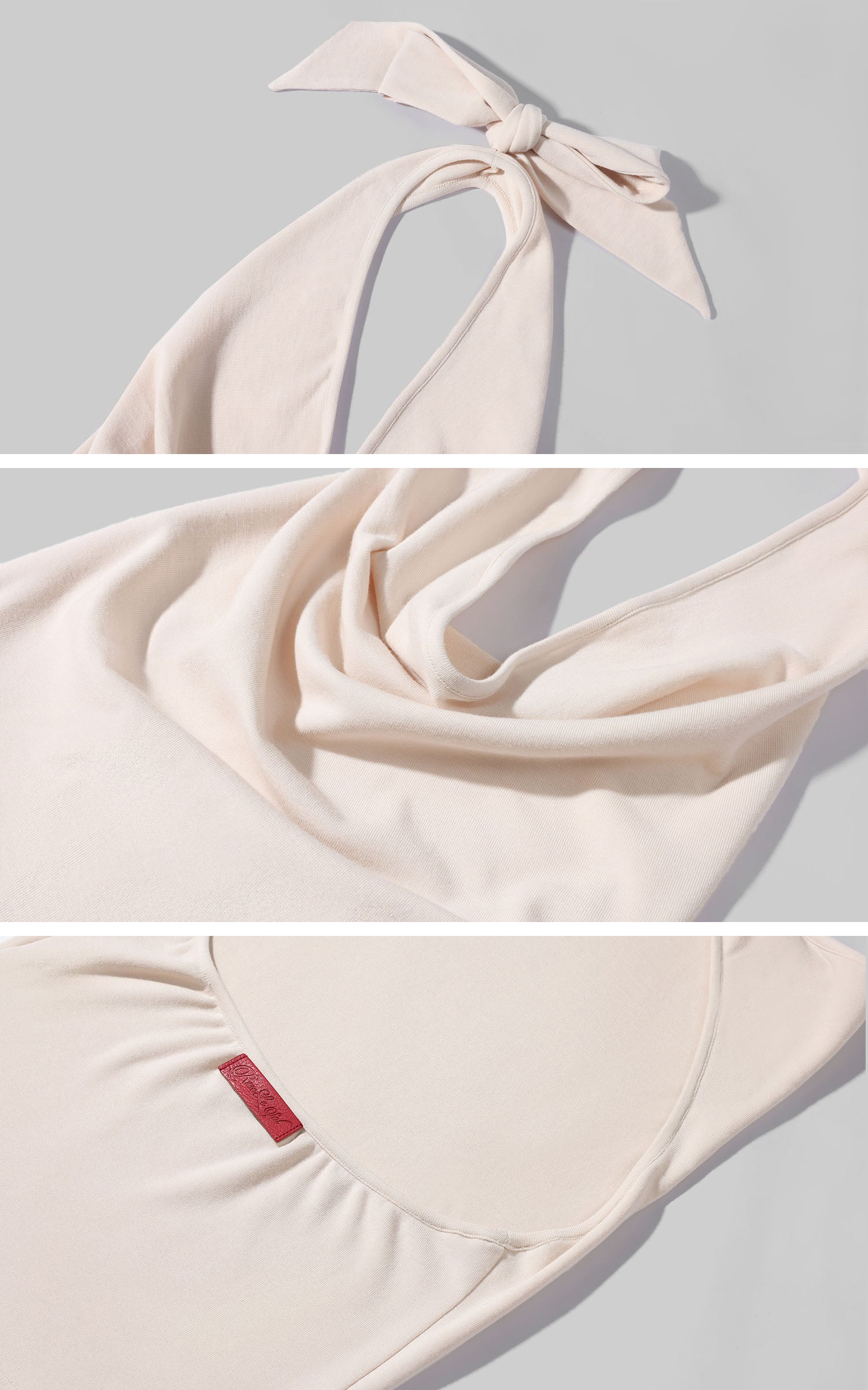 Rase le sol 오픈 백 타이 드레이프 홀터 탑