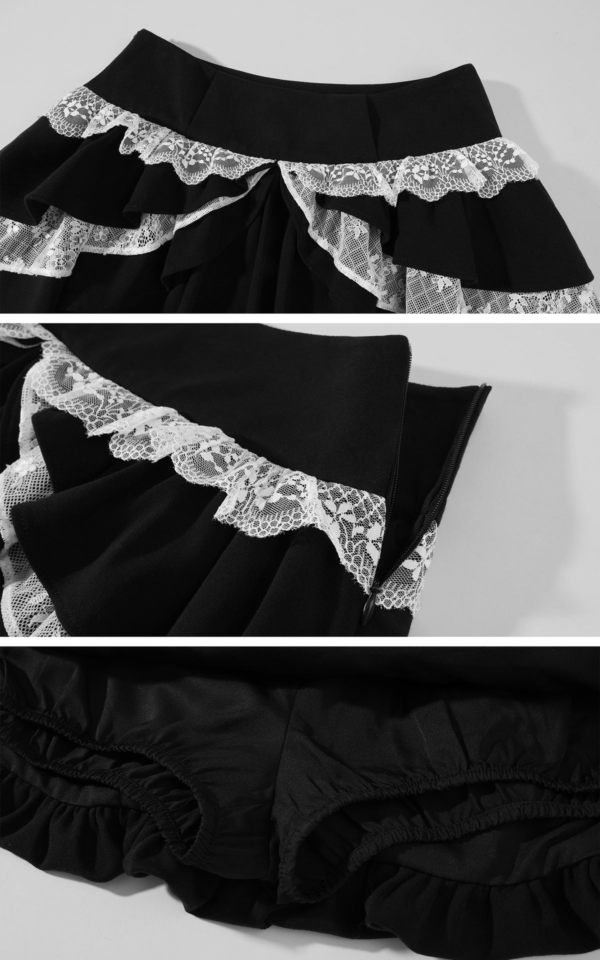 Rase le sol Romantic Lace Ruffle Long Sleeve Top &amp; Layered Mini Skirt Set