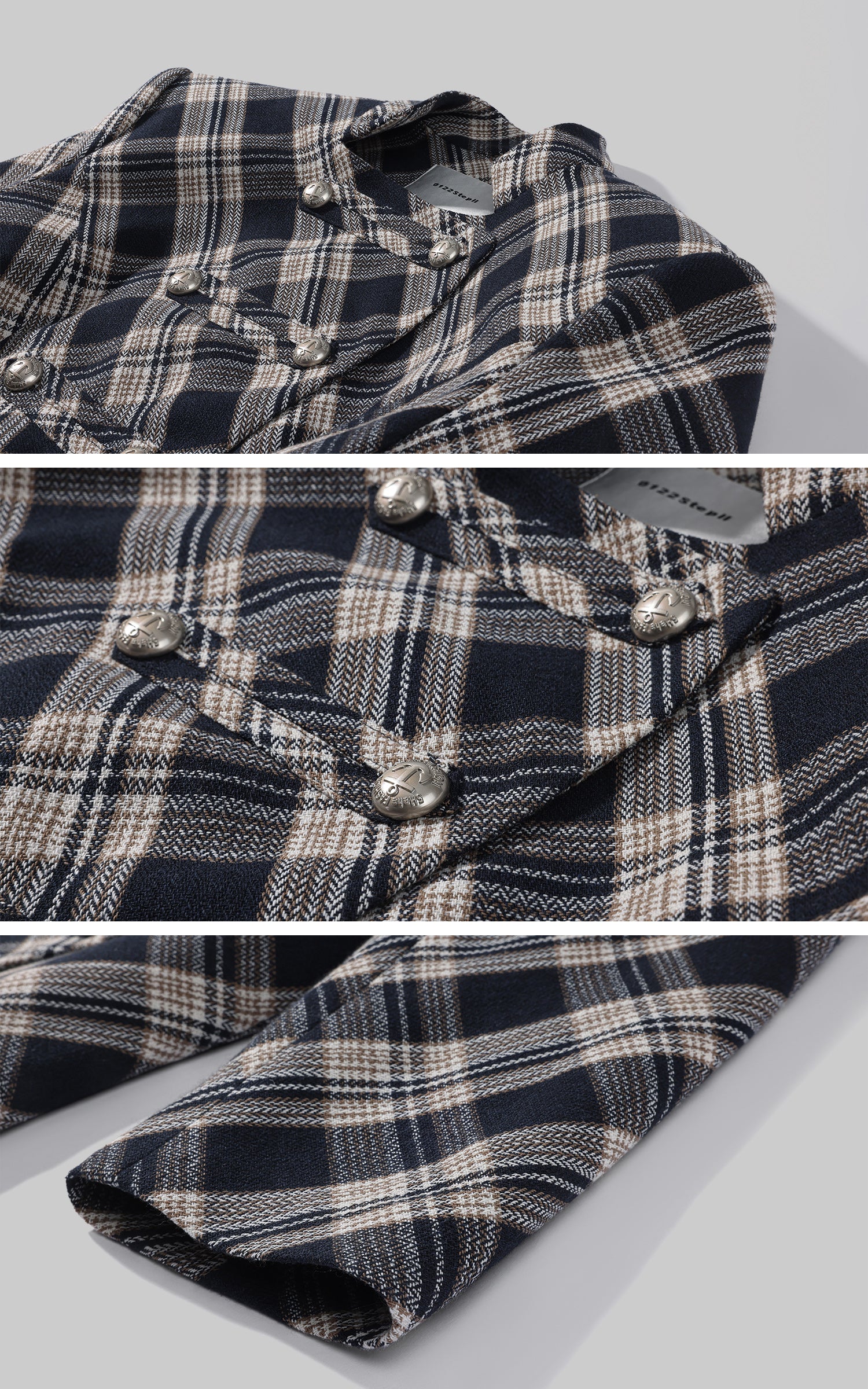 0122stepll Plaid Cropped Top &amp; Mini Skirt Set