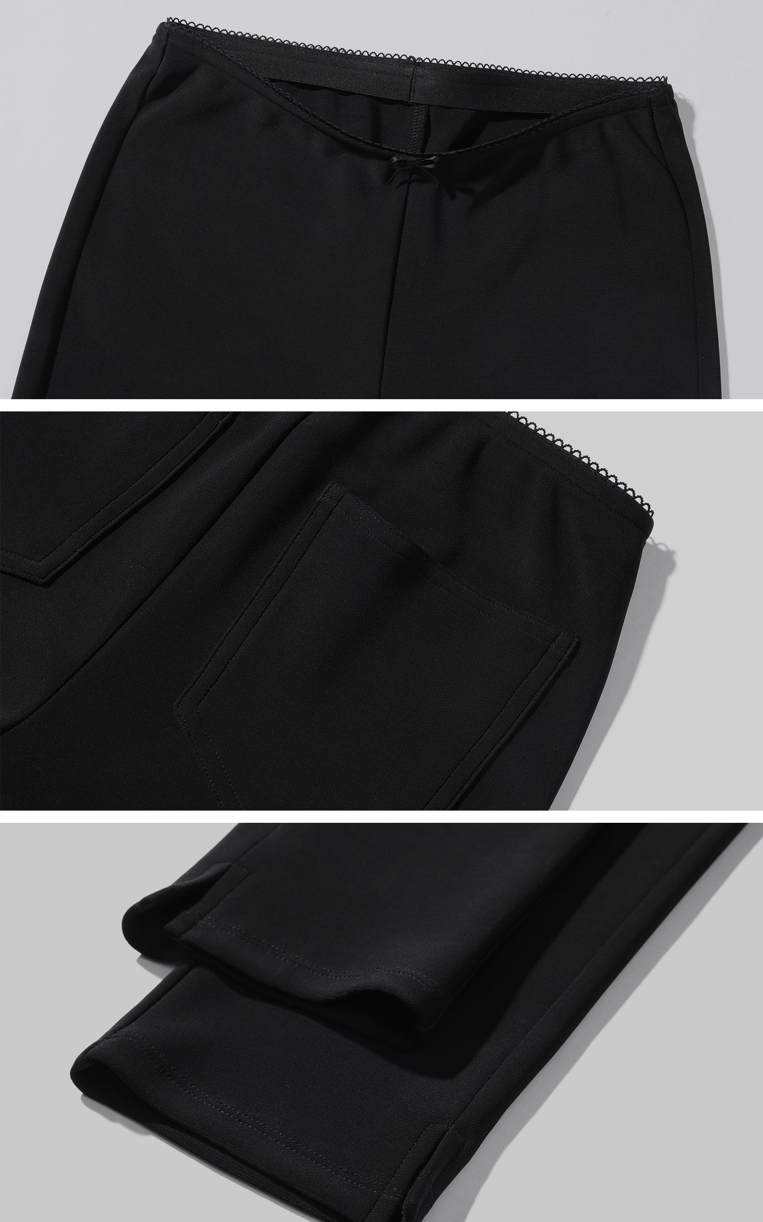 ROVENTE 딥 V 드레이프 긴팔 티셔츠와 슬림 크롭 팬츠 세트