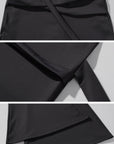 Rase le sol High-Waisted Stretch Flared Pants with Asymmetric Wrap Tie Detail - PINKPARKS