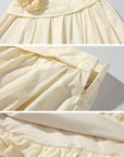 Rase le sol Mid-Length Skirt with 3D Rose Detail and Asymmetric Gathered Hem