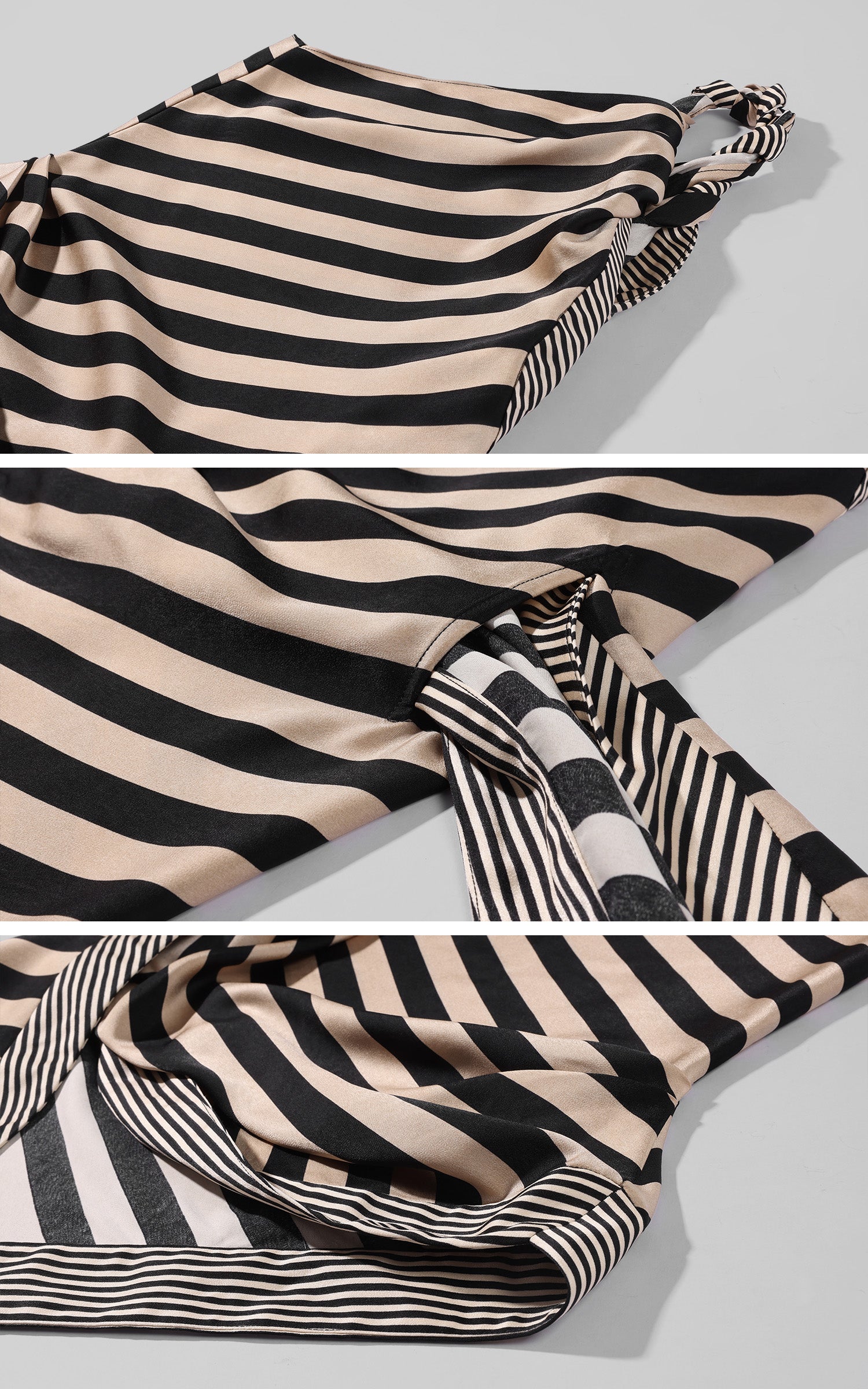 ROVENTE Haut écharpe drapé à rayures asymétriques