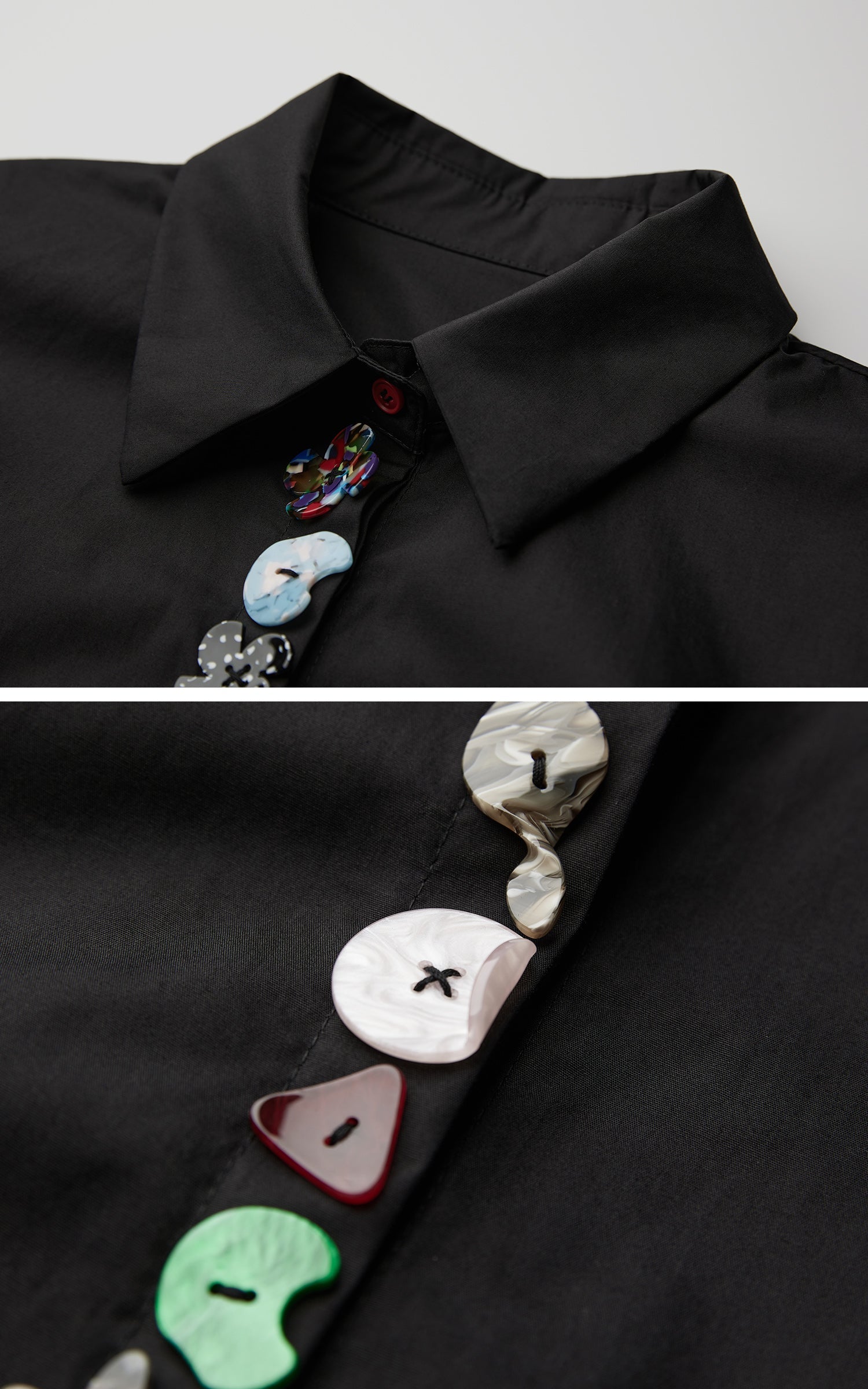 DOINDULGE Deformed Button Structured Shirt