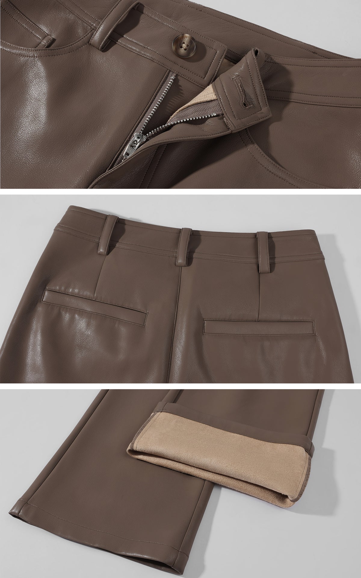 ROVENTE Pantalon large taille haute en similicuir