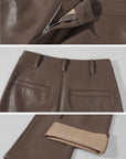 ROVENTE Pantalon large taille haute en similicuir