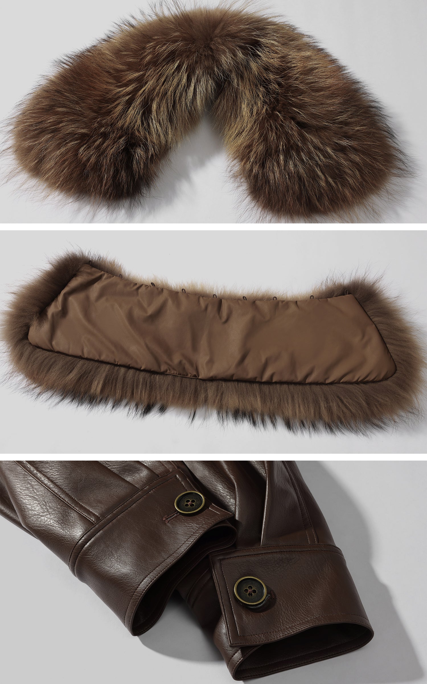 ROVENTE Detachable Fur Collar Leather Jacket