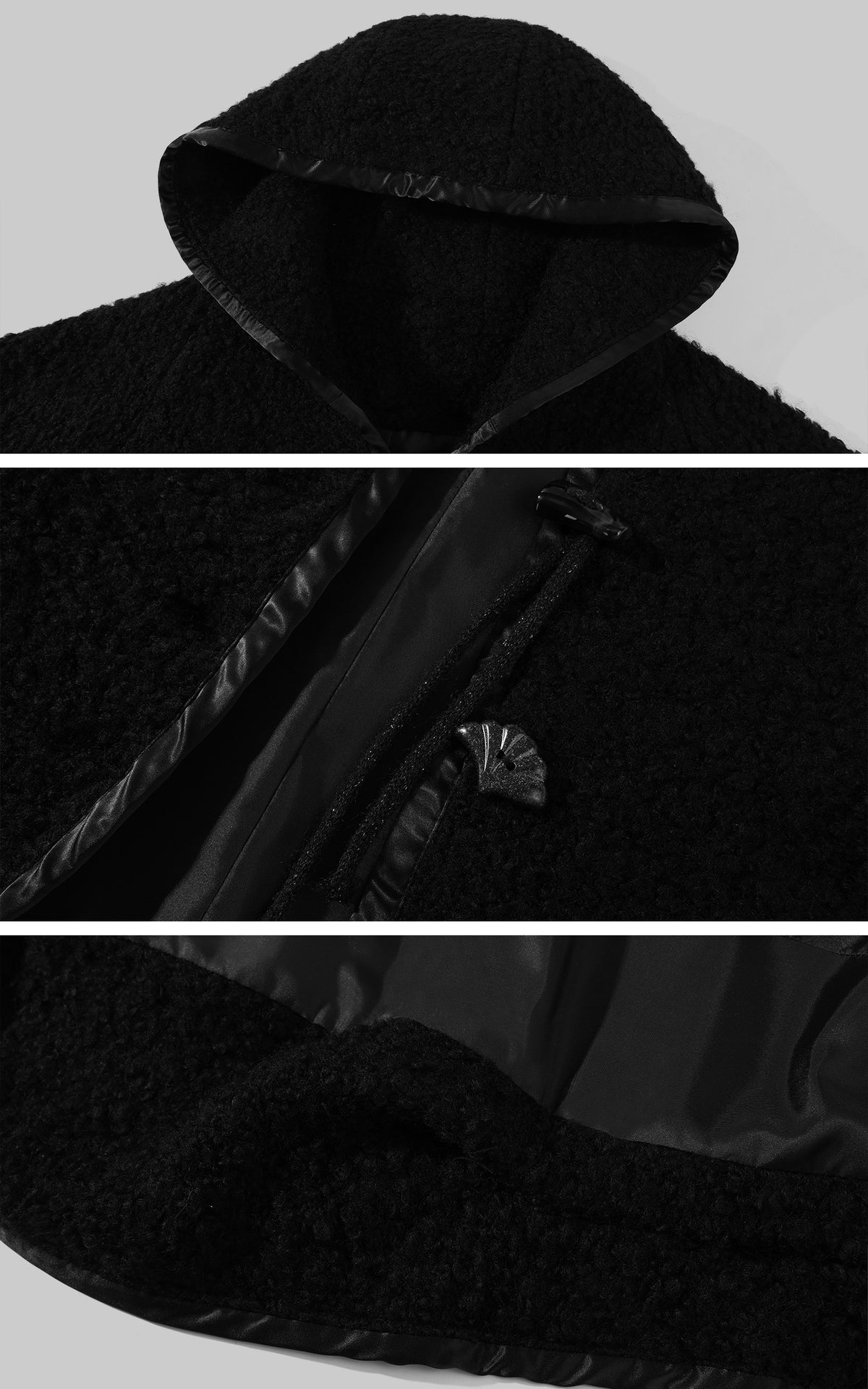 Hydrae Oversized Hooded Teddy Jacket with Curved Hem