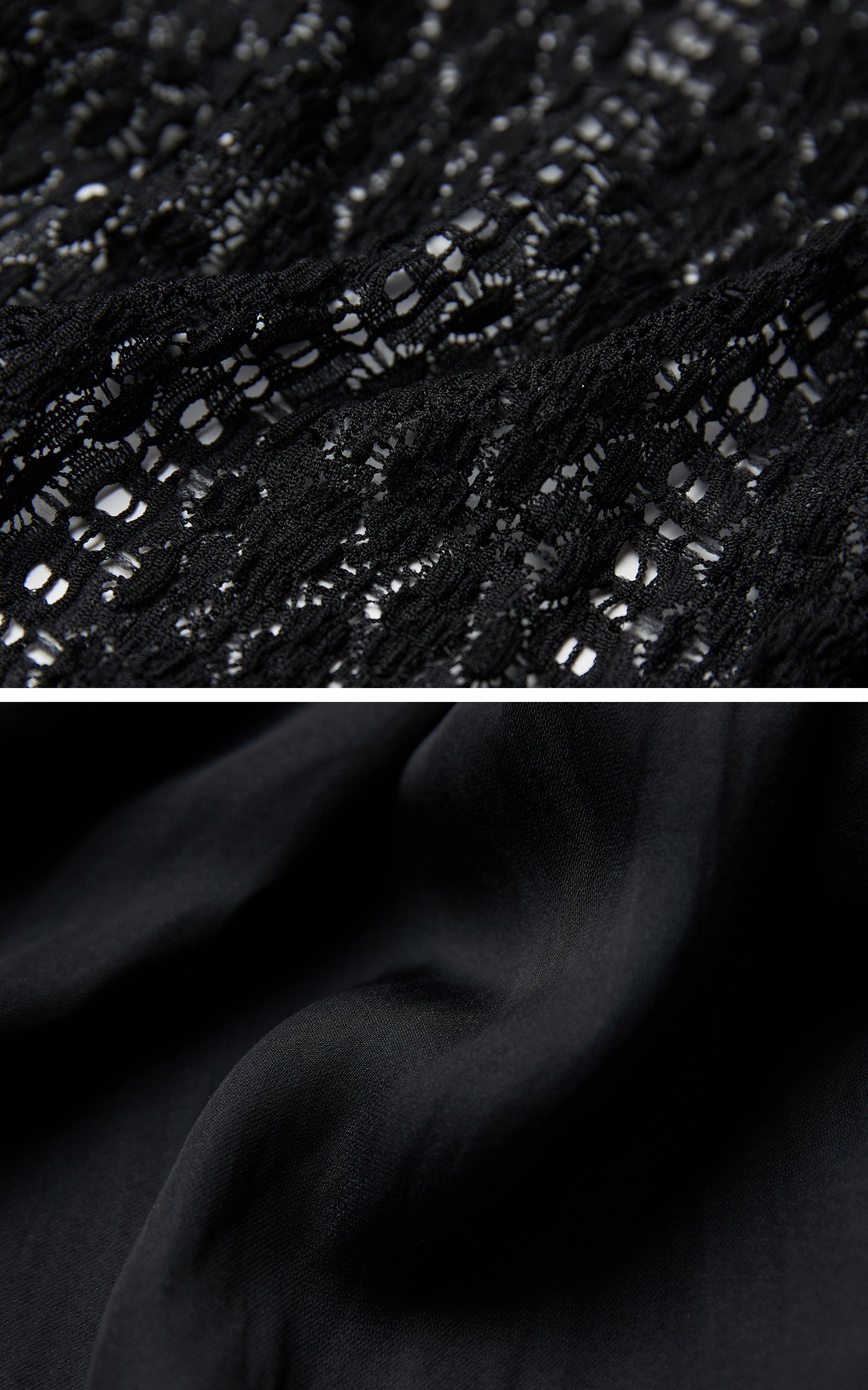 DOINDULGE Lace Panel Long Dress with Carved Horn Beads and Ring Strap Detail
