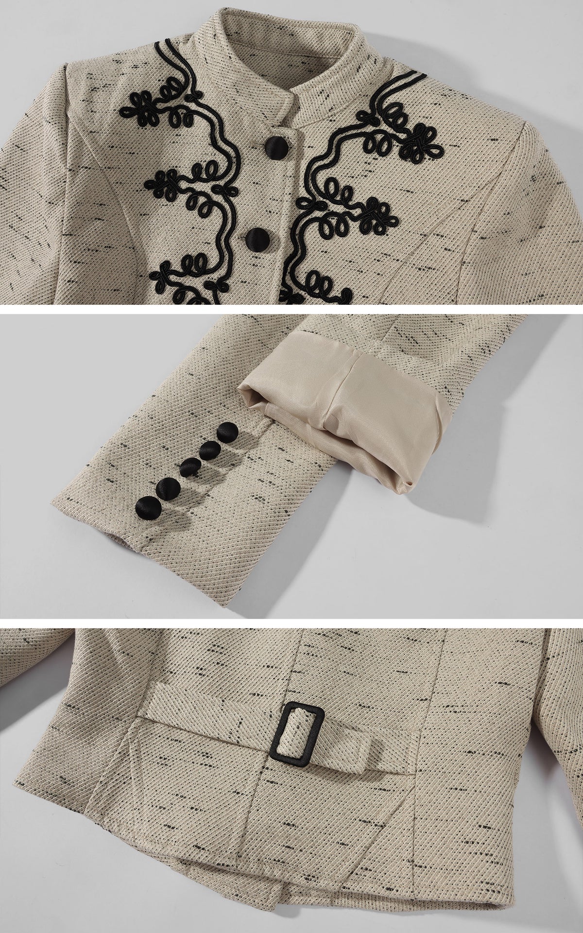 Hydrae 装飾的刺繍入りクロップドテーラードジャケット