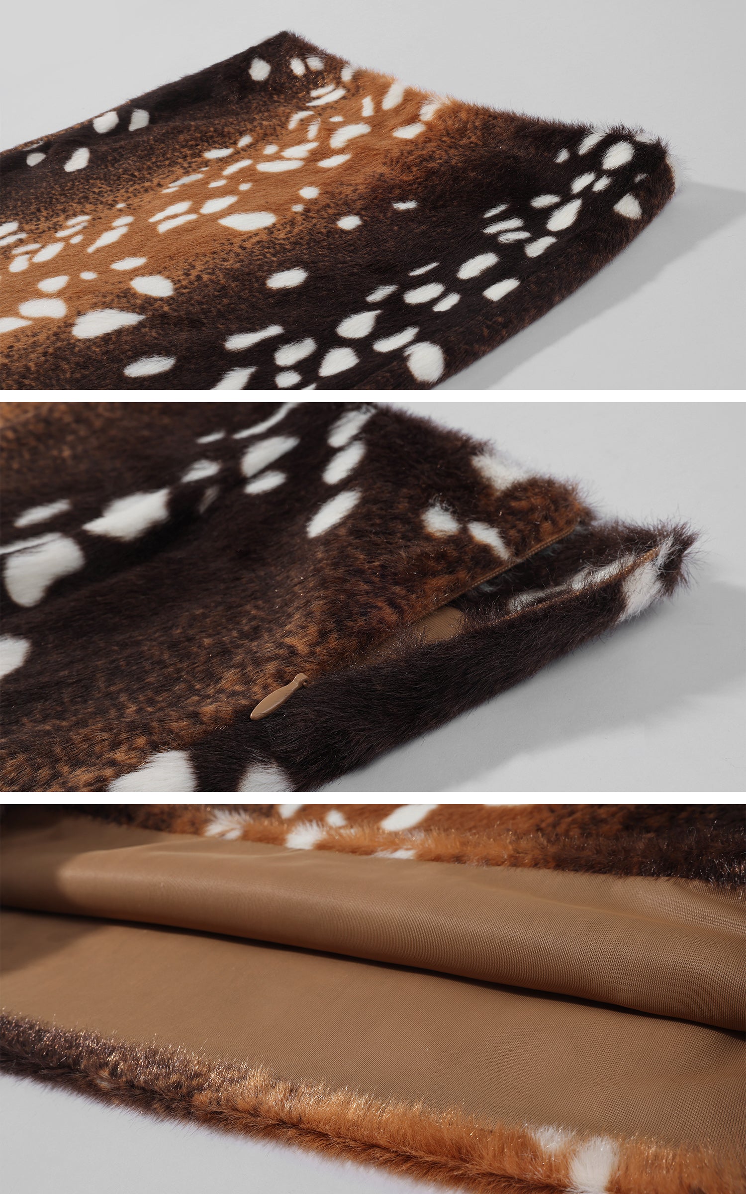 0122stepll Fawn Print Faux Fur Mini Skirt