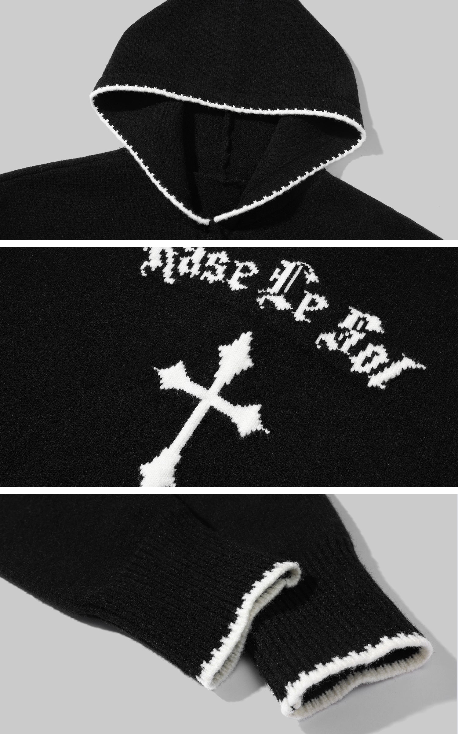 Rase le sol Monastic Knitwear Set with Hoodie Pullover and Shorts