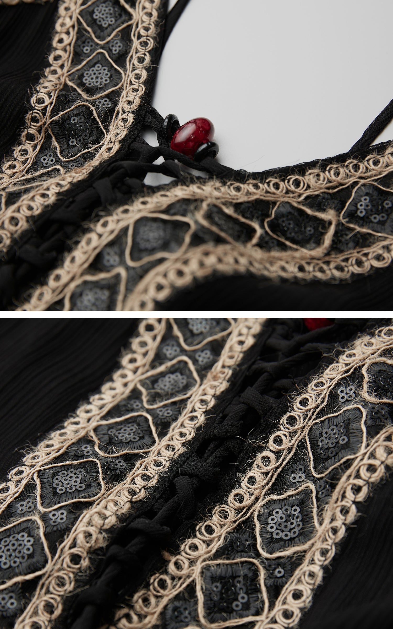 DOINDULGE Black Embroidered Beaded Maxi Dress