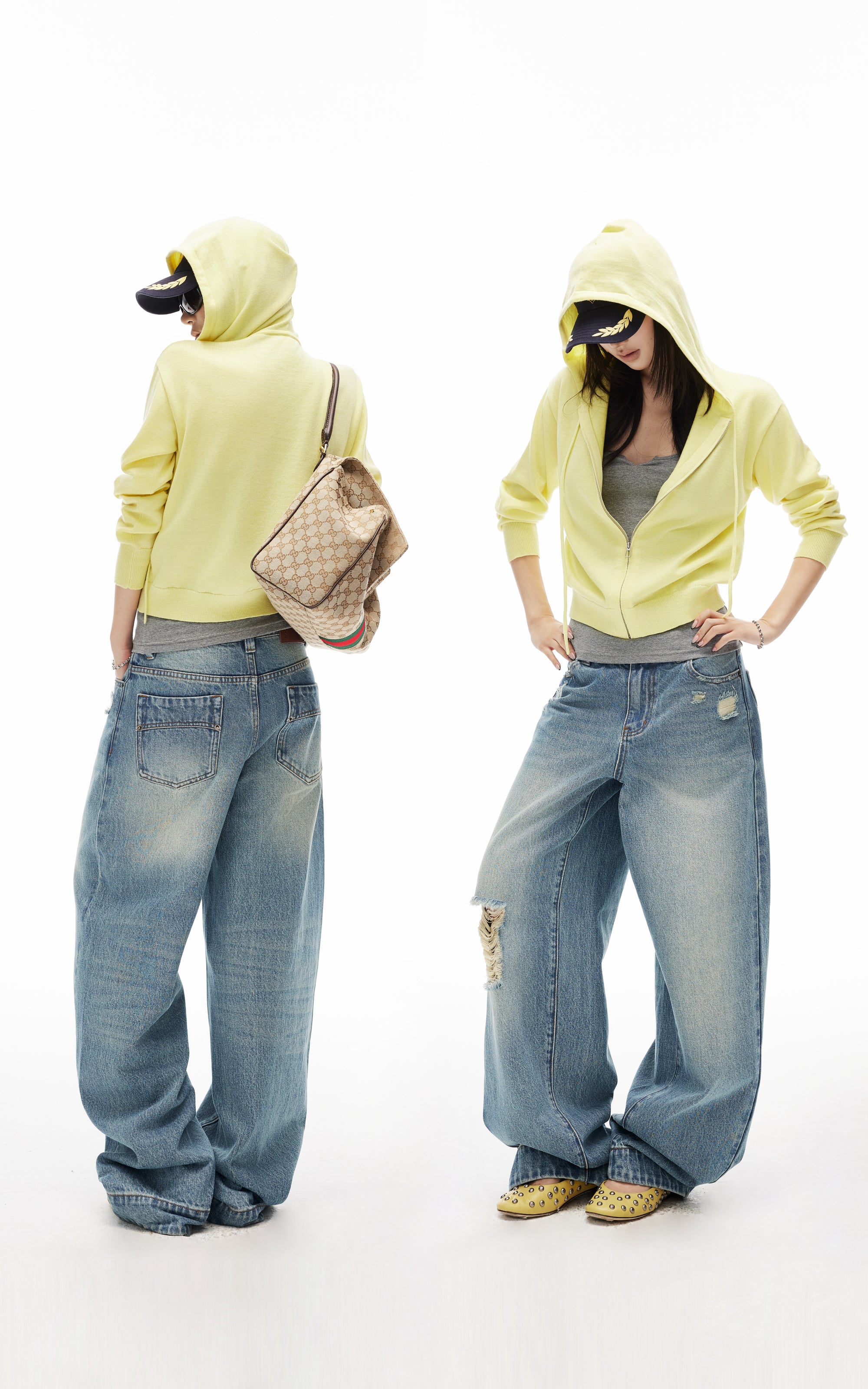 IAMXIAA Light Wash Distressed Baggy Jeans