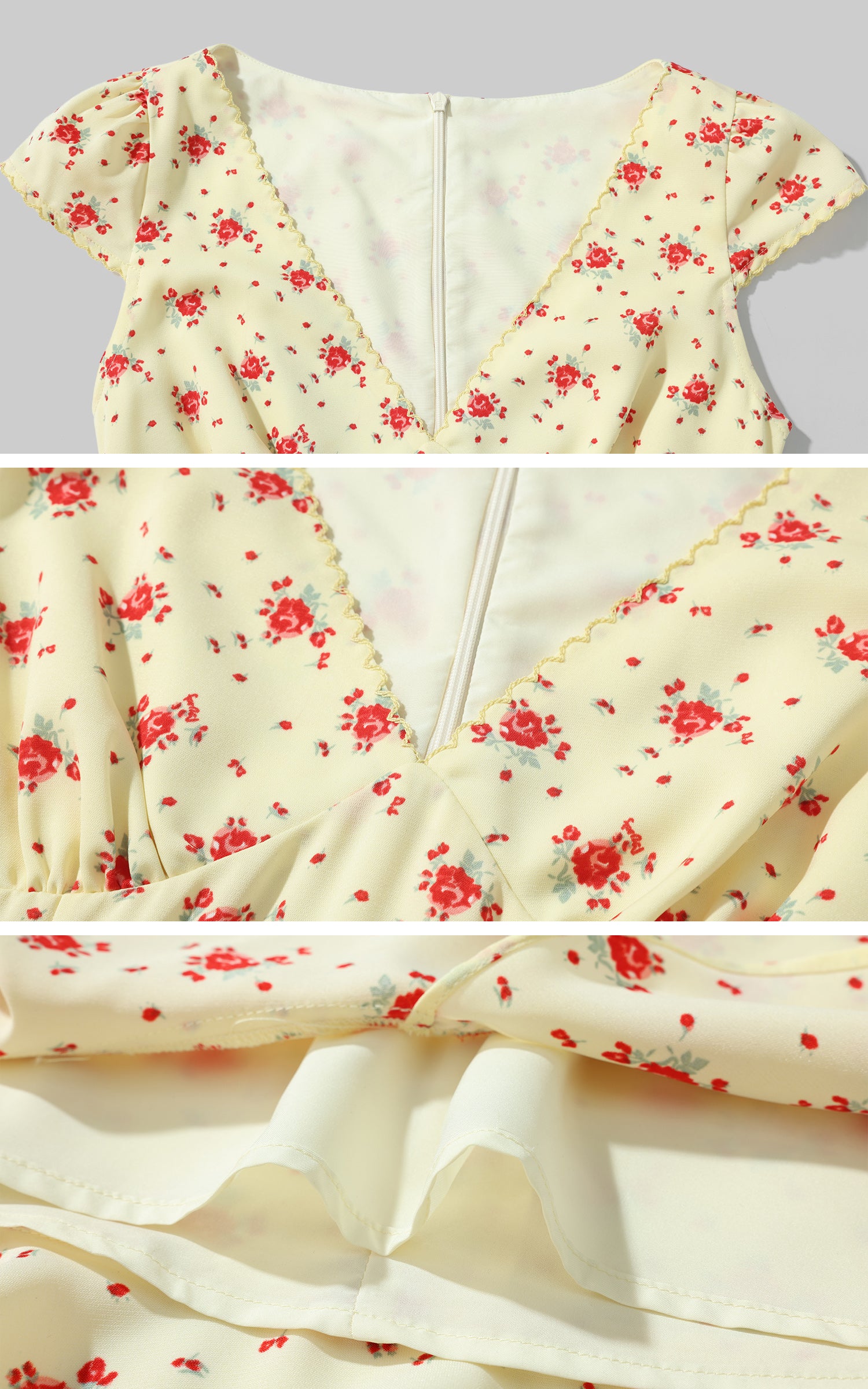 DreamyNerd Ruffle Hem Floral Mini Dress - PINKPARKS