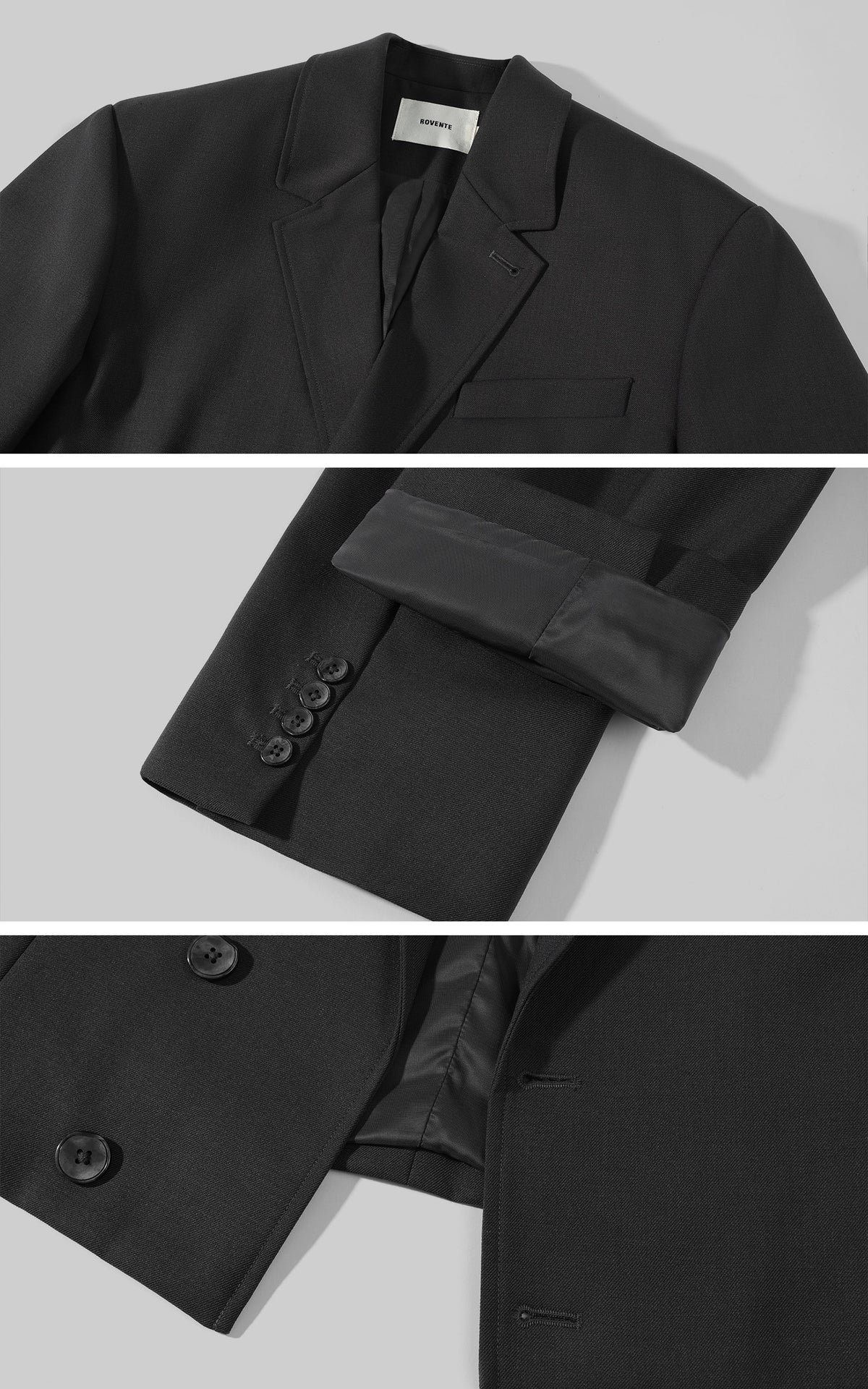 ROVENTE Sculpted Shoulder Cropped Blazer