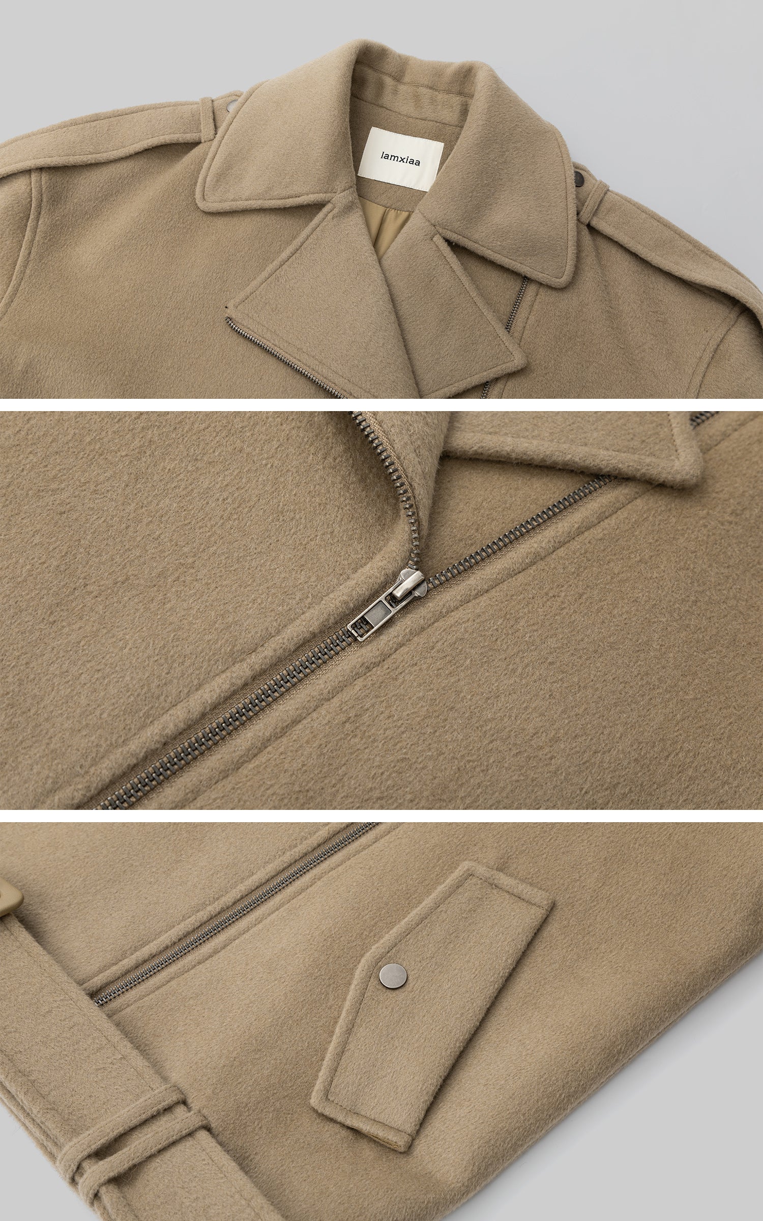 IAMXIAA Wool-Blend Belted Moto Jacket