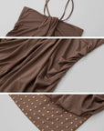 IAMXIAA Halter Mini Dress with Drape Detail and Studded Hem