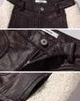 WARDEN EDGE Short en similicuir à empiècements avec détails contrastés en shearling