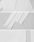 WARDEN EDGE Lace-Trim Hook-and-Eye Extended Sleeve Fitted Henley Top
