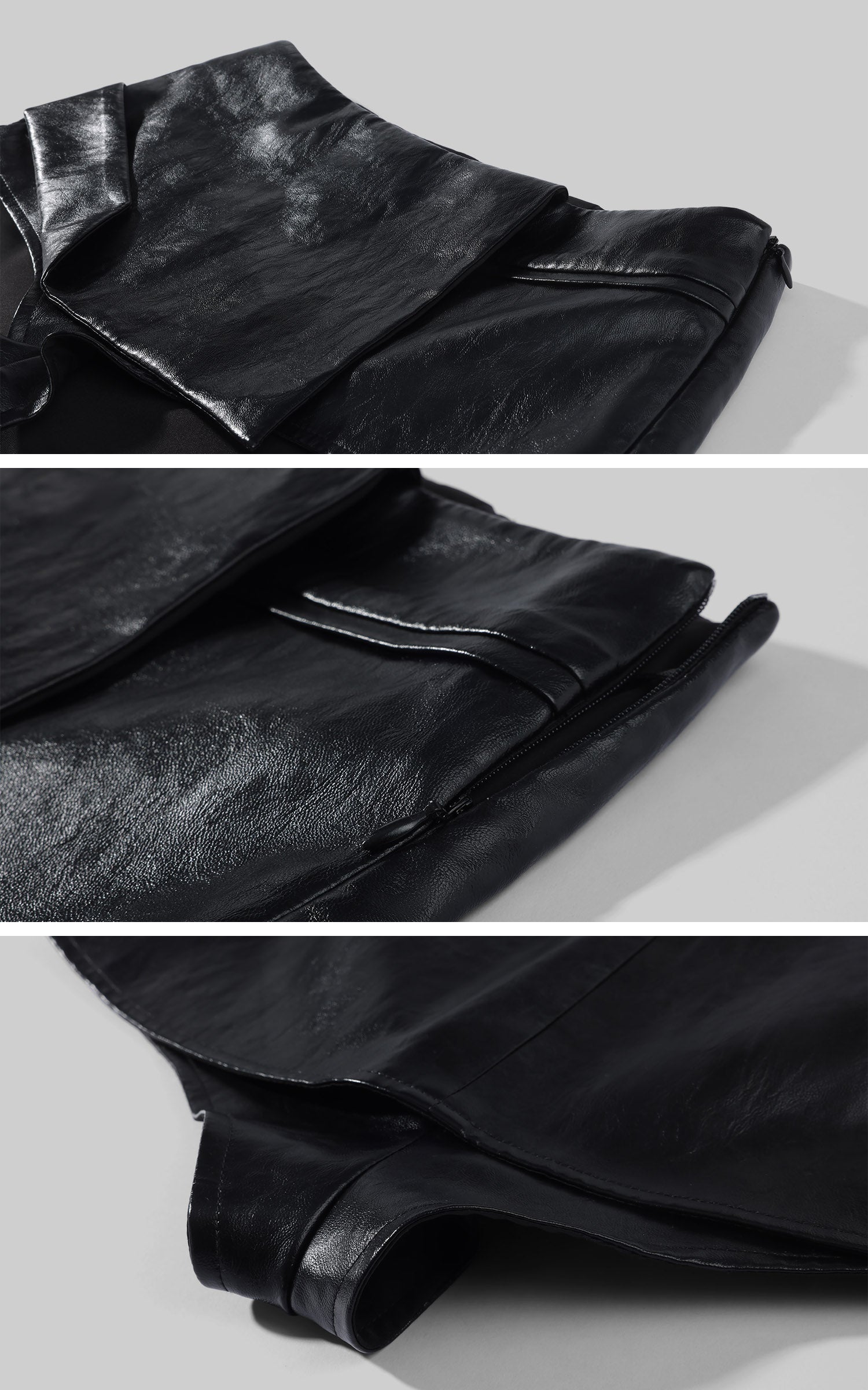 Rase le sol Asymmetric Wrap Leather Skort