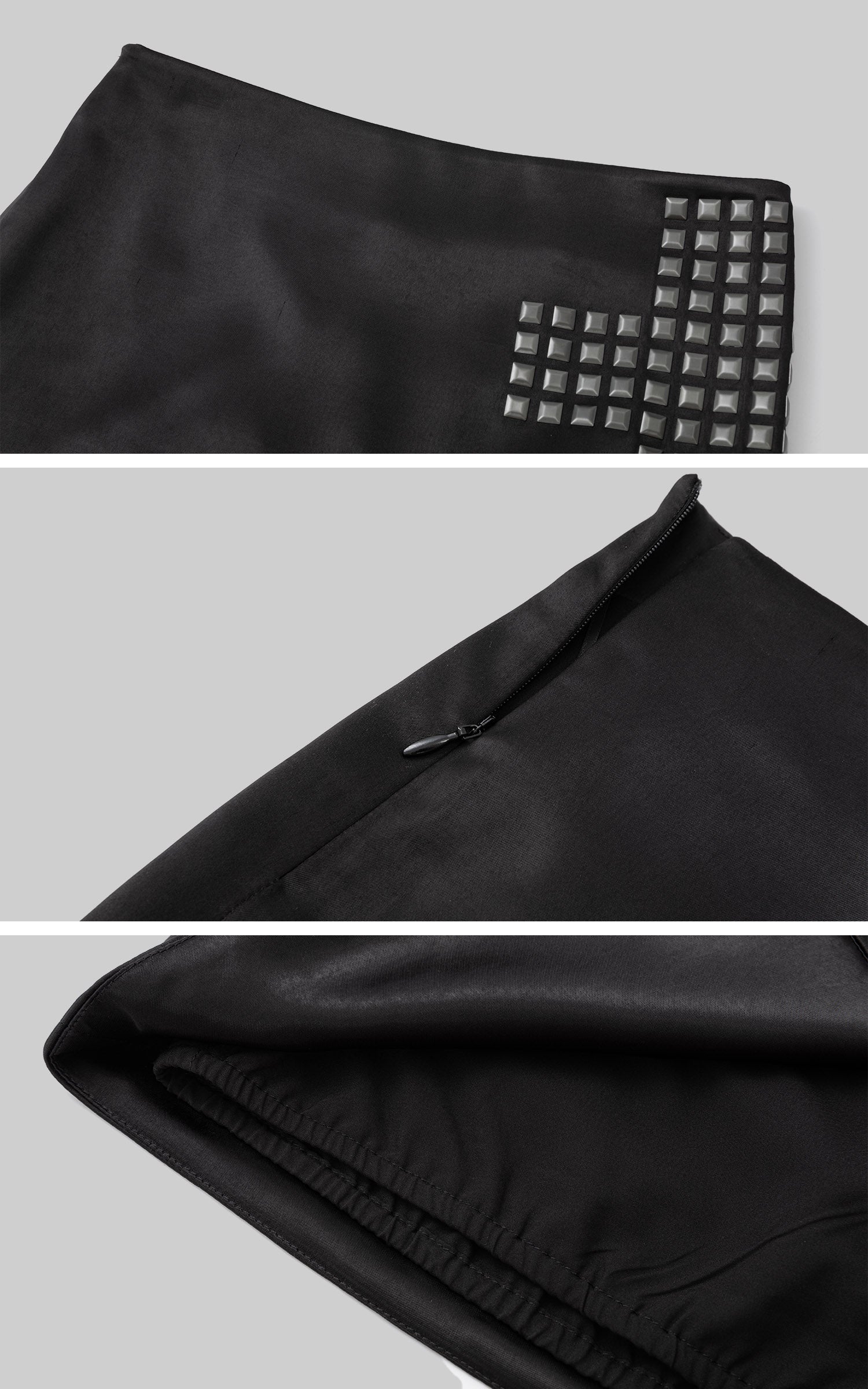 IAMXIAA Studded Low-Rise Faux Leather Mini Skirt with Side Stud Panel