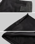 IAMXIAA Studded Low-Rise Faux Leather Mini Skirt with Side Stud Panel