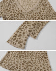 Rase le sol Leopard V-Neck Knit Base Layer Top