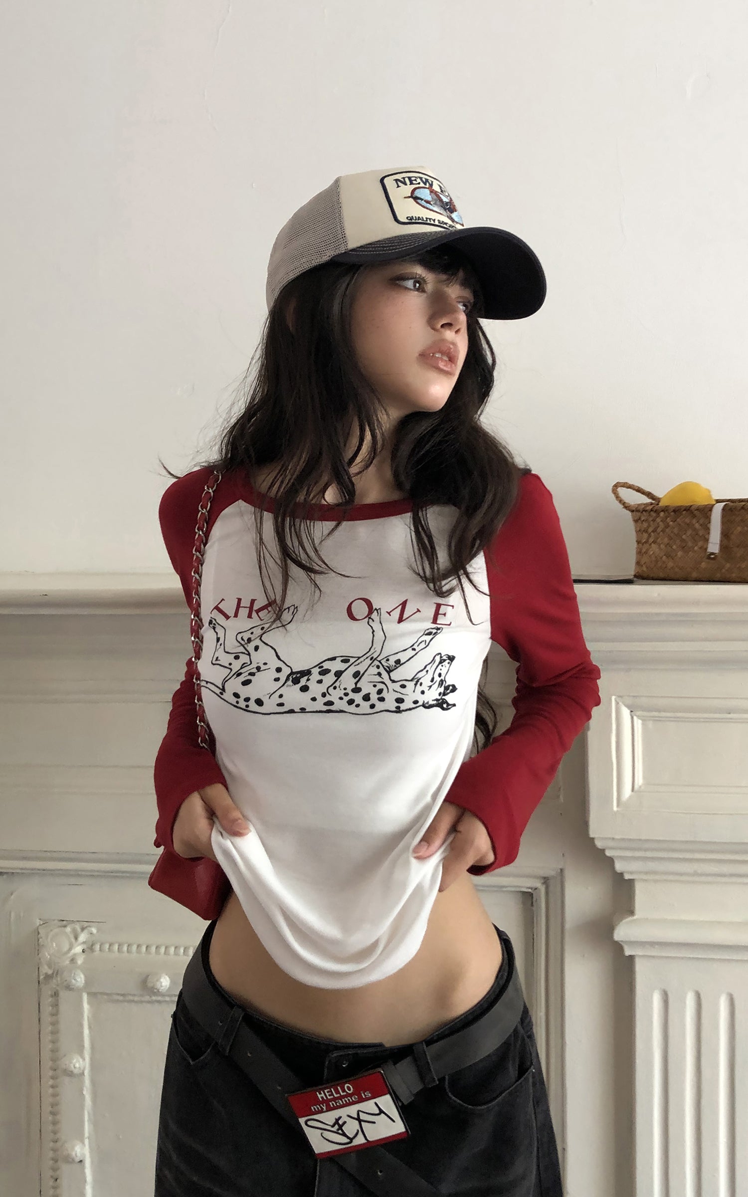WARDEN EDGE Haut à manches longues raglan avec motif dalmatien
