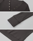 IAMXIAA V-Neck Long Sleeve Top with Button Detail