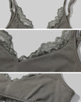 Rase le sol Draped Mesh Top with Lace Trim Camisole Set - PINKPARKS