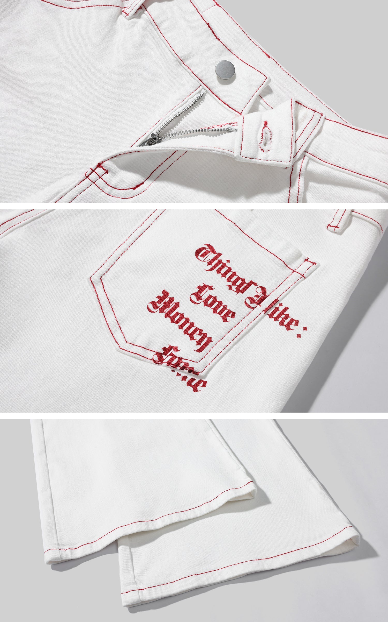 Rase le sol 하이웨이스트 와이드핏 화이트 진