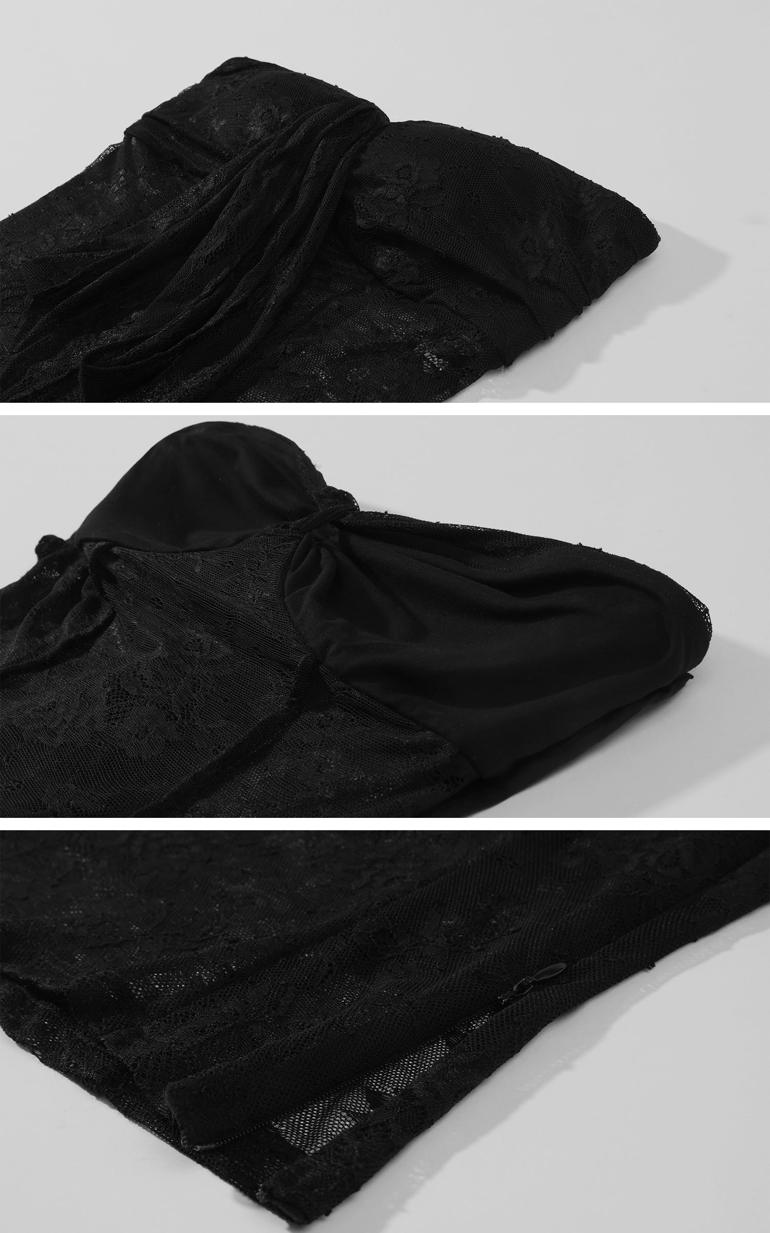 0122stepll Noir Lace Draped Corset Top