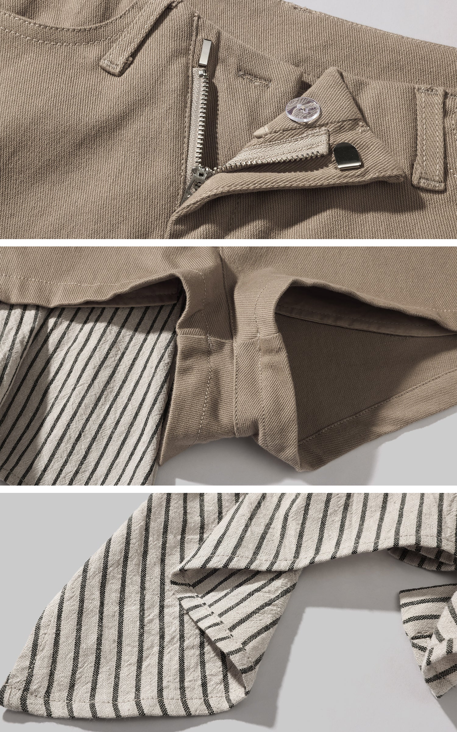 WARDEN EDGE Asymmetric Layered Shorts with Striped Draped Panel