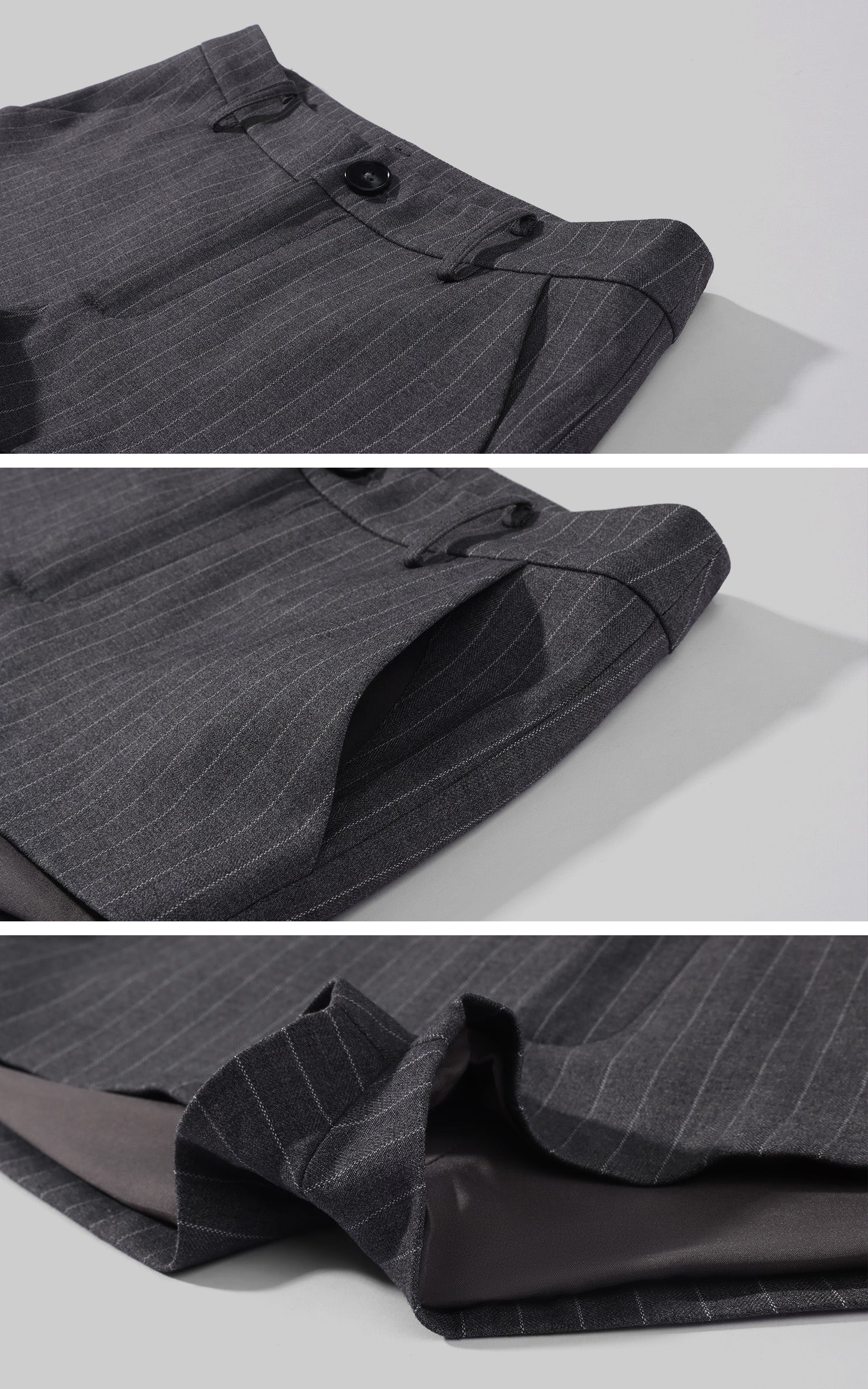 WARDEN EDGE Cropped Pinstripe Blazer &amp; Tailored Shorts Set