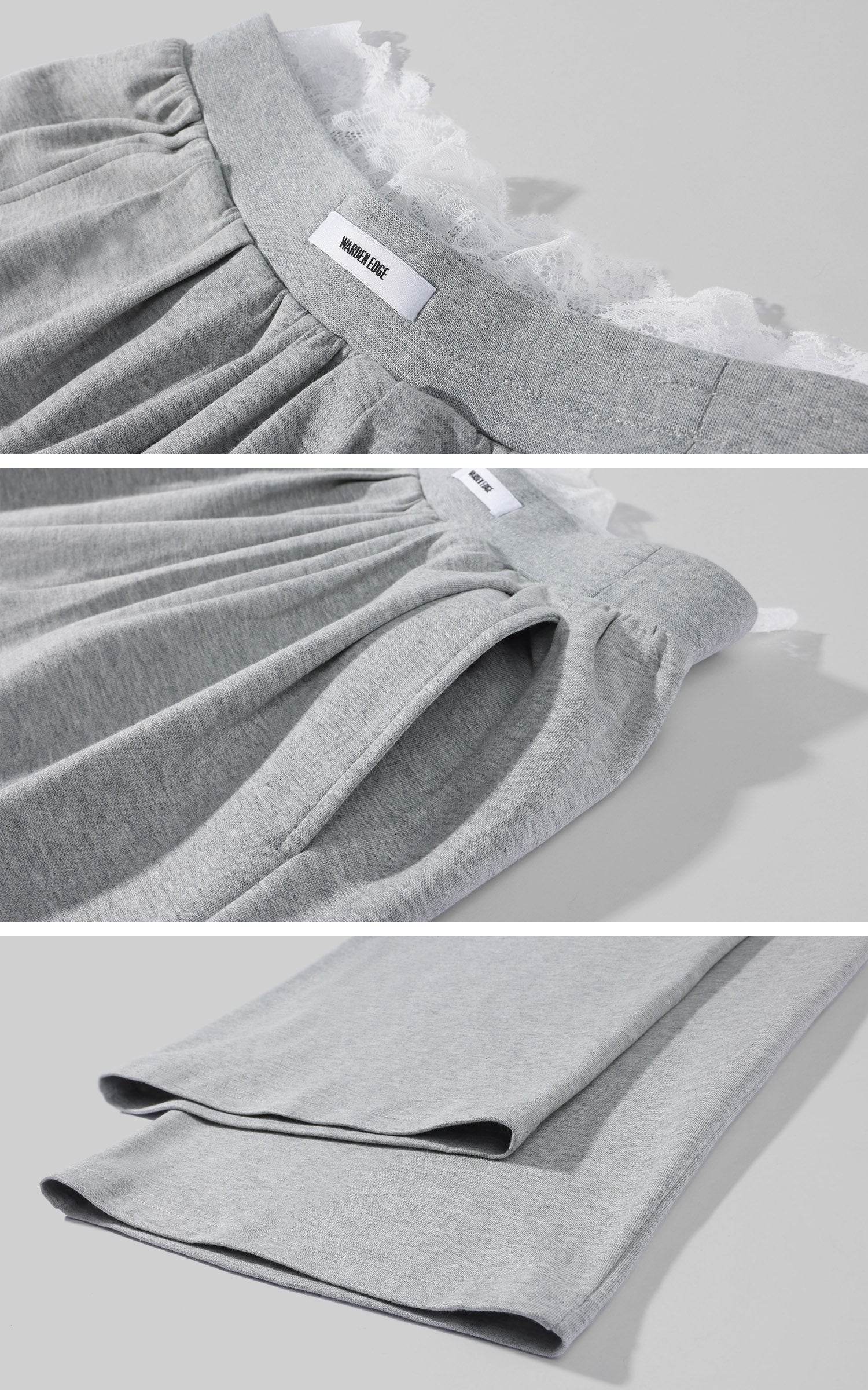 WARDEN EDGE Pantalon de survêtement à jambe large avec bordure en dentelle