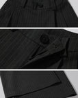 WARDEN EDGE Pinstripe Suit Set with Blazer Shirt and Wide Trousers
