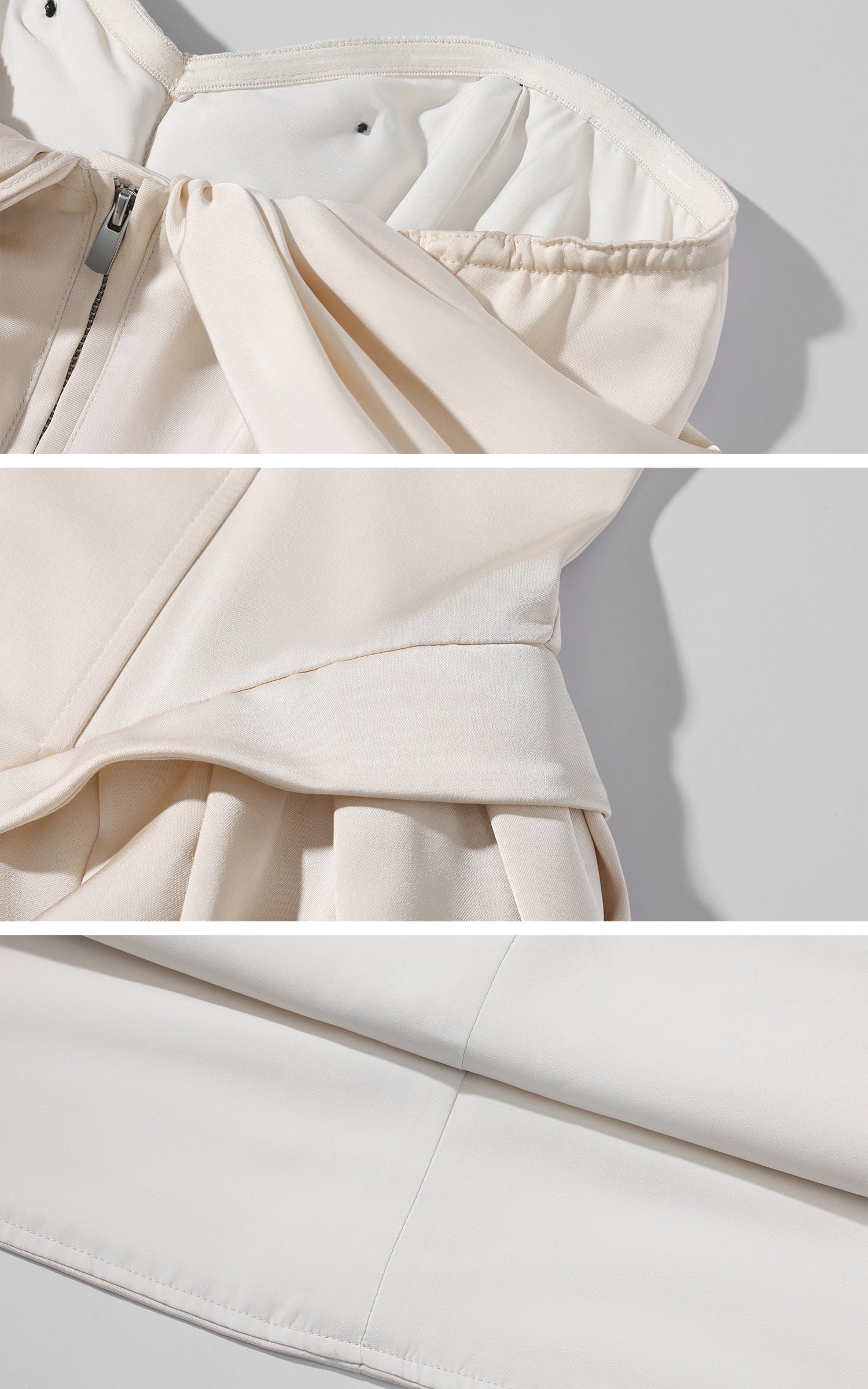 Rase Le Sol Strapless Dress Set With Gloves And Faux Fur Bolero