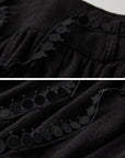 DOINDULGE Draped Maxi Skirt with Embroidered Tassel Straps