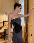 0122stepll Ensemble haut tube drapé asymétrique & jupe longue