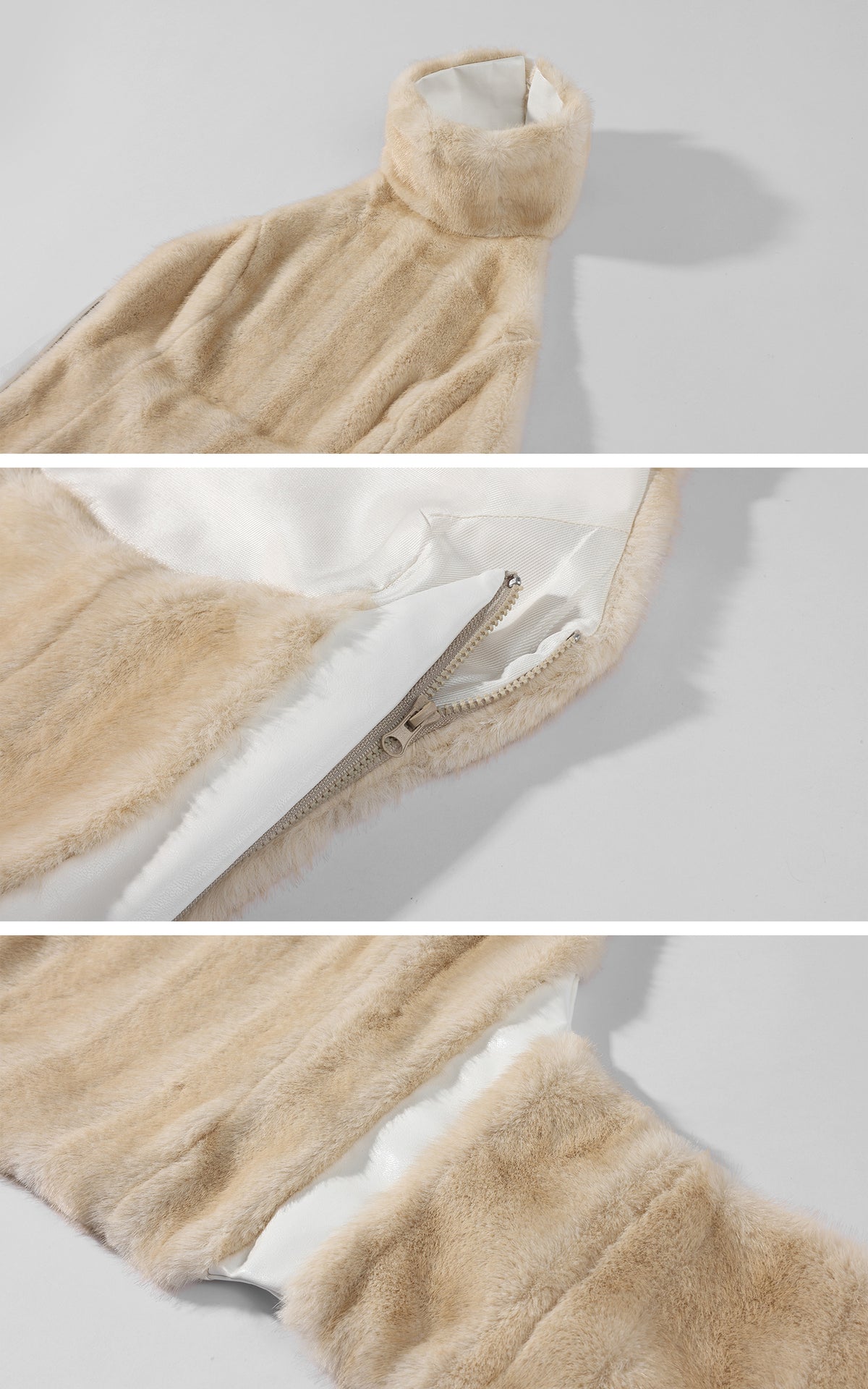 0122stepll Faux Fur Open-Back Halter Top