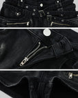 Rase le sol Multi-Belt Deconstructed Utility Denim Shorts - PINKPARKS