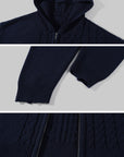 WARDEN EDGE Asymmetric Cable Knit Zip-Up Hoodie