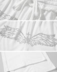 Rase le sol Rhinestone Wing Motif Wide-Leg Pants - PINKPARKS