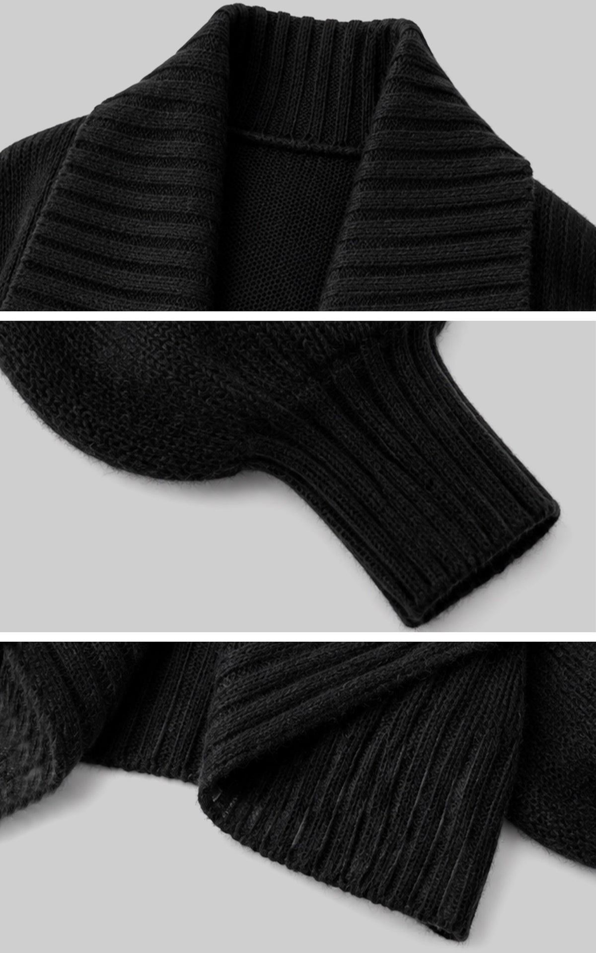 ROVENTE Oversized Ribbed Shawl Collar Balloon Sleeve Cardigan