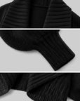 ROVENTE Oversized Ribbed Shawl Collar Balloon Sleeve Cardigan