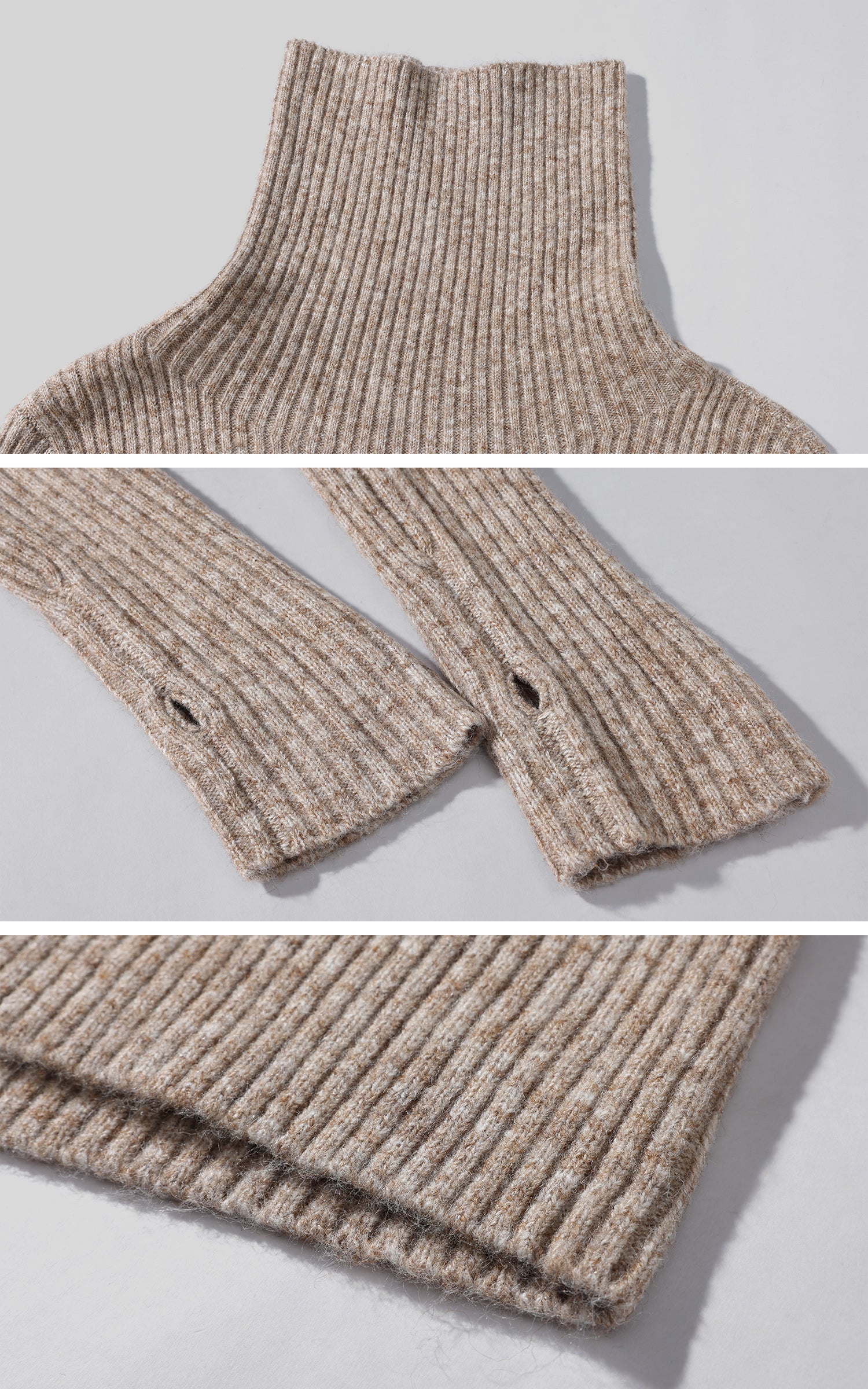 WARDEN EDGE リブ編みウールブレンドタートルネックニットドレス